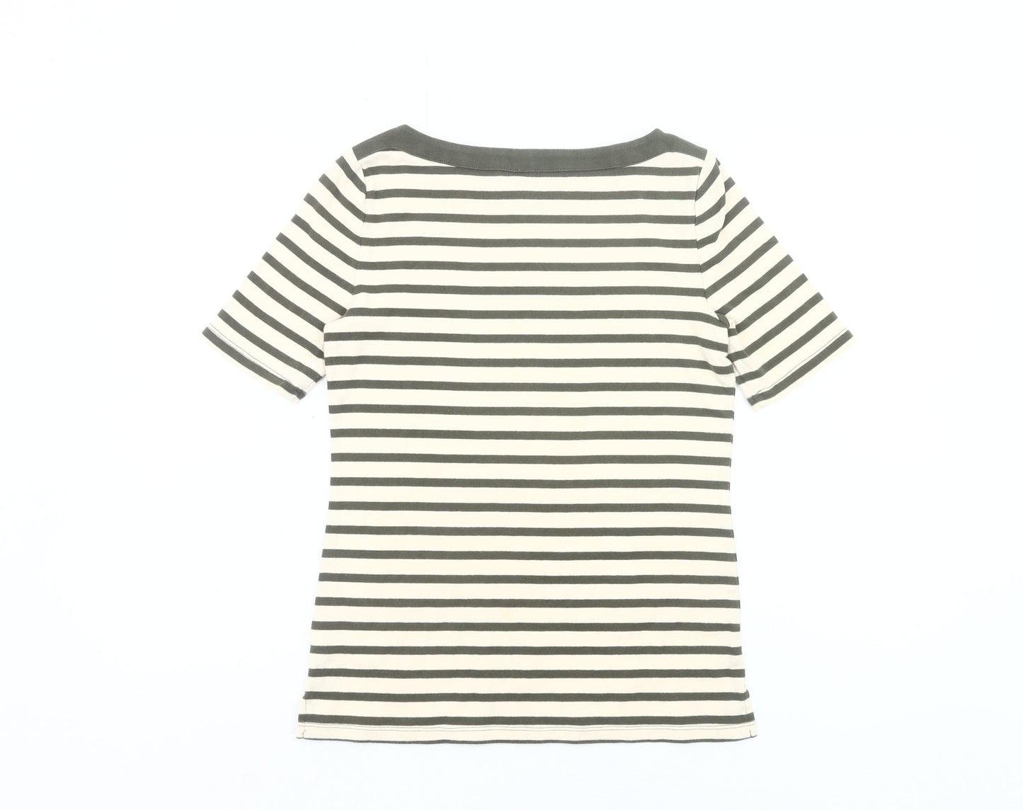 Talbots Women’s Petite S Black White Striped Cotton Stretch T-Shirt