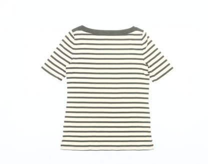 Talbots Women’s Petite S Black White Striped Cotton Stretch T-Shirt