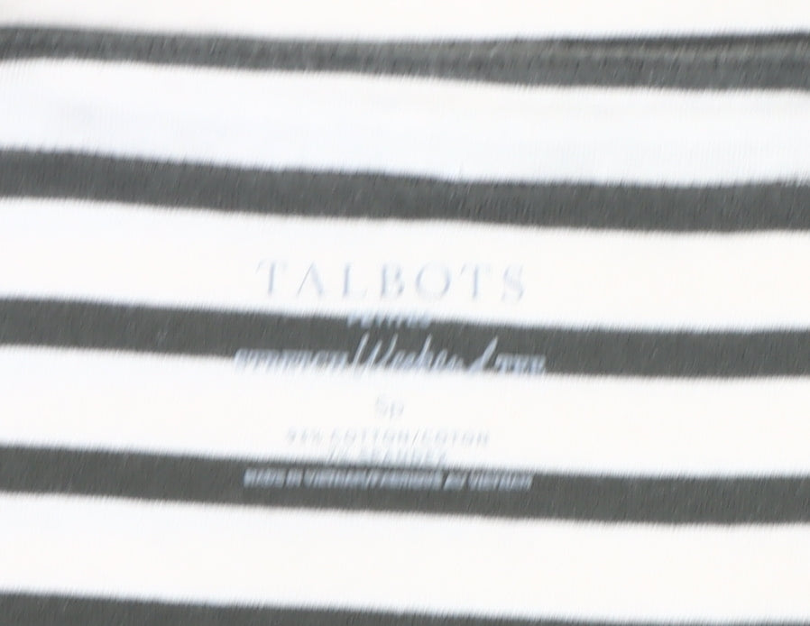 Talbots Women’s Petite S Black White Striped Cotton Stretch T-Shirt