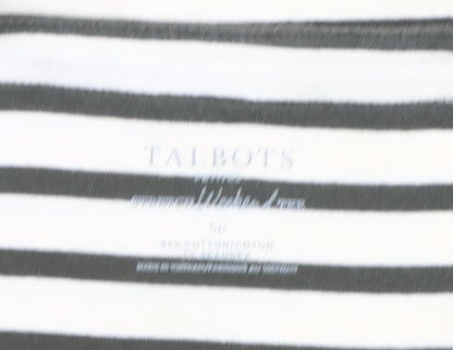 Talbots Women’s Petite S Black White Striped Cotton Stretch T-Shirt