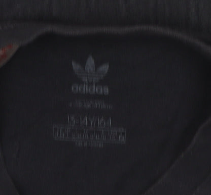 Adidas Boys Black Logo T-Shirt 14 Years Regular Fit Short Sleeve Cotton