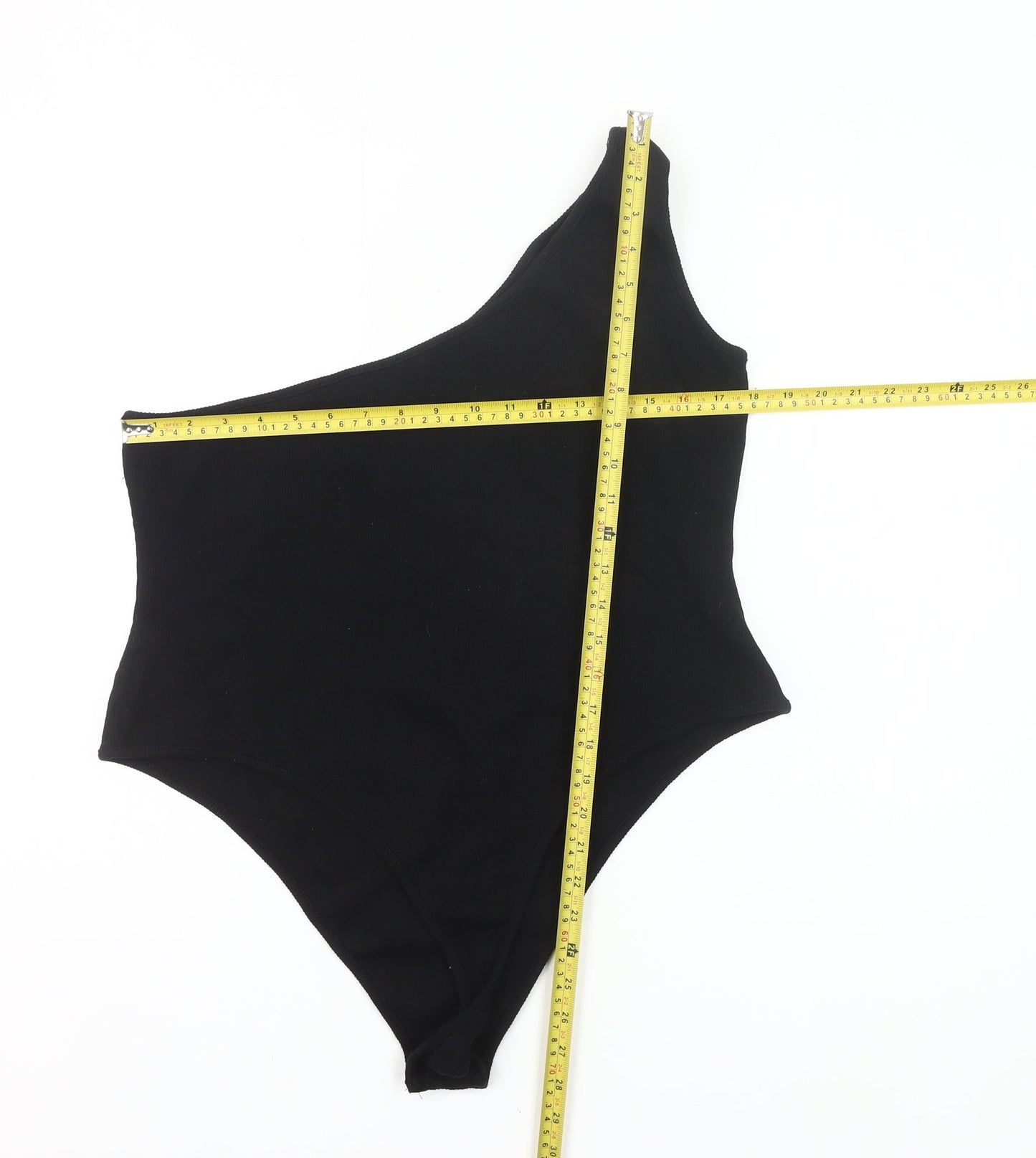 boohoo Womens Black One Shoulder Bodysuit Size 20 Plus