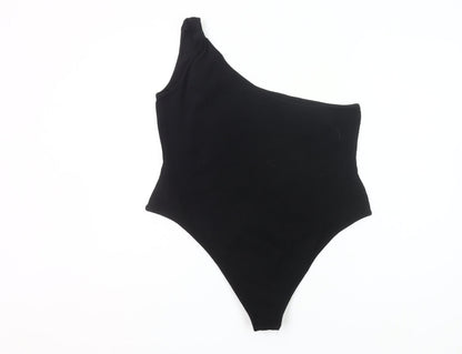 boohoo Womens Black One Shoulder Bodysuit Size 20 Plus