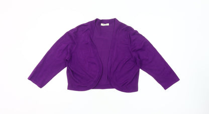 Precis Womens Purple Cardigan L Knit 3/4 Sleeve Lightweight Stretch