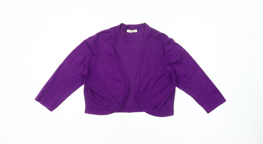 Precis Womens Purple Cardigan L Knit 3/4 Sleeve Lightweight Stretch
