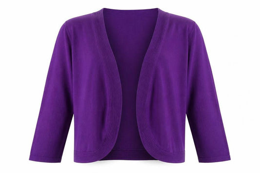 Precis Womens Purple Cardigan L Knit 3/4 Sleeve Lightweight Stretch