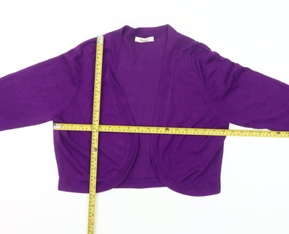 Precis Womens Purple Cardigan L Knit 3/4 Sleeve Lightweight Stretch