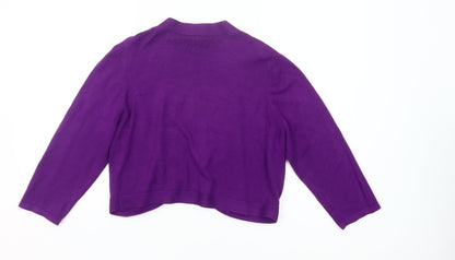 Precis Womens Purple Cardigan L Knit 3/4 Sleeve Lightweight Stretch