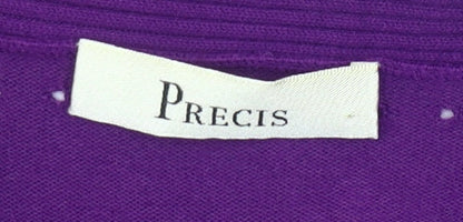 Precis Womens Purple Cardigan L Knit 3/4 Sleeve Lightweight Stretch