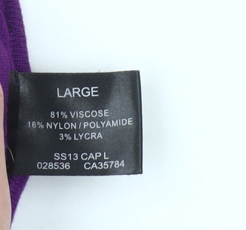 Precis Womens Purple Cardigan L Knit 3/4 Sleeve Lightweight Stretch
