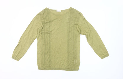Damart Women Green Linen Cotton Pullover Jumper Size 10/12