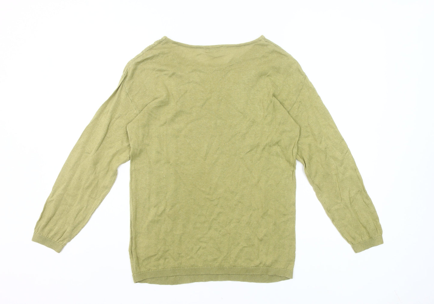 Damart Women Green Linen Cotton Pullover Jumper Size 10/12