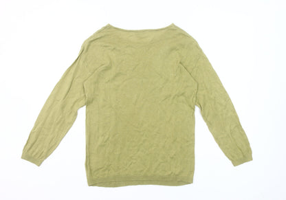 Damart Women Green Linen Cotton Pullover Jumper Size 10/12