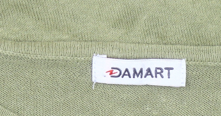 Damart Women Green Linen Cotton Pullover Jumper Size 10/12