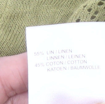 Damart Women Green Linen Cotton Pullover Jumper Size 10/12
