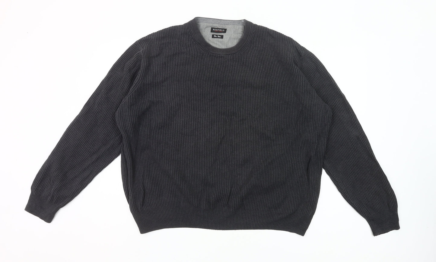 Redfield Mens Grey 2XL Cotton Crew Neck Pullover Jumper