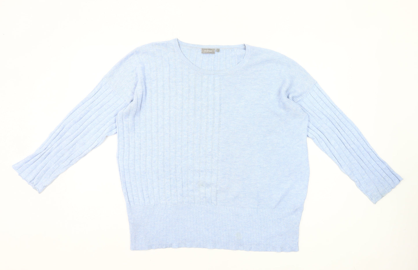 Fransa Womens Blue Cotton Viscose Cable-Knit Jumper L