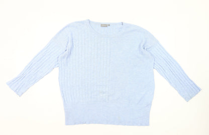 Fransa Womens Blue Cotton Viscose Cable-Knit Jumper L