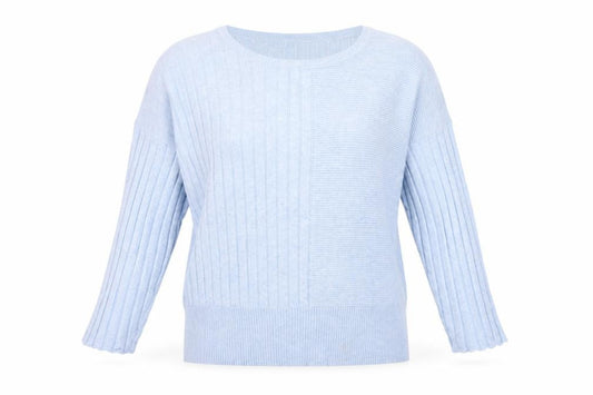 Fransa Womens Blue Cotton Viscose Cable-Knit Jumper L