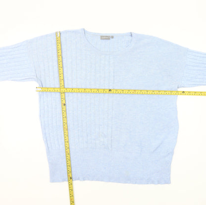 Fransa Womens Blue Cotton Viscose Cable-Knit Jumper L