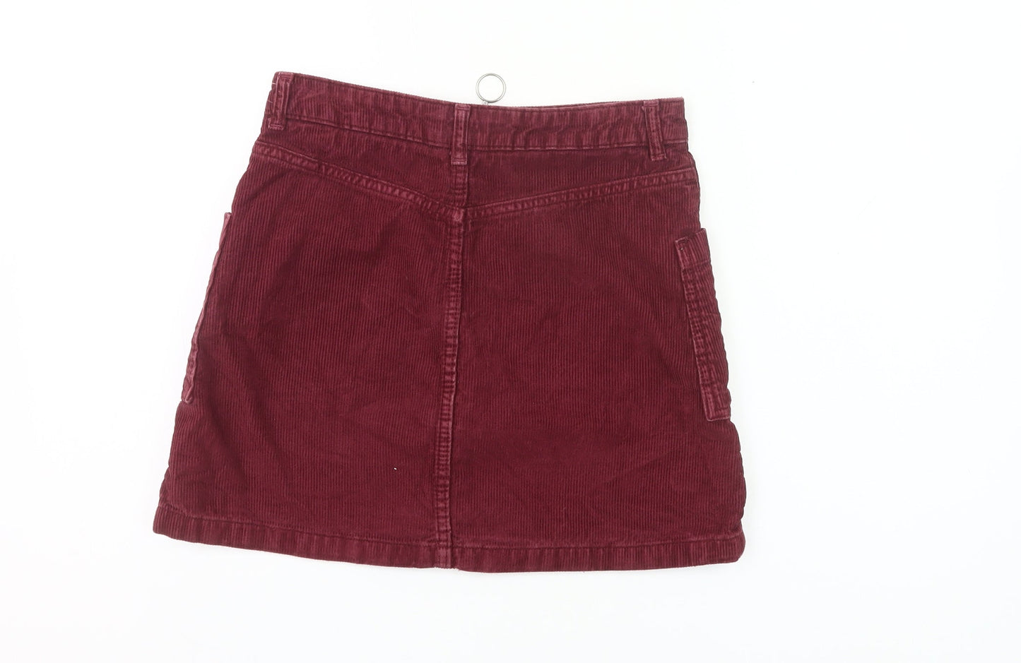 Topshop Women’s Red Corduroy Zip Skirt Size 8 High Waist Pockets