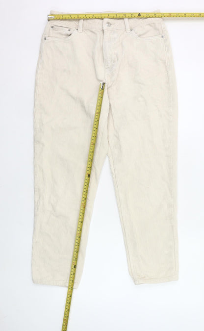 Topshop Women’s Beige Corduroy Chino Trousers Size 12 Straight Leg