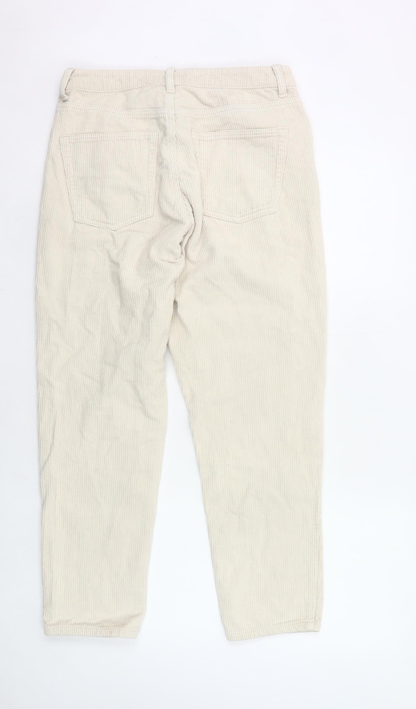 Topshop Women’s Beige Corduroy Chino Trousers Size 12 Straight Leg
