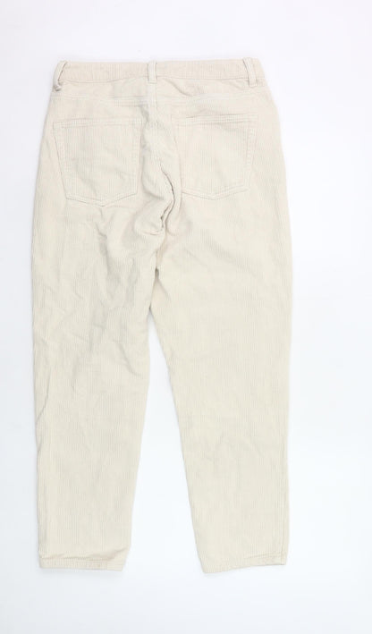 Topshop Women’s Beige Corduroy Chino Trousers Size 12 Straight Leg