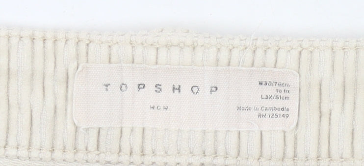 Topshop Women’s Beige Corduroy Chino Trousers Size 12 Straight Leg
