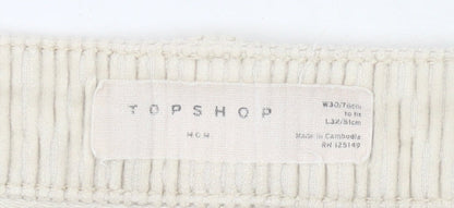 Topshop Women’s Beige Corduroy Chino Trousers Size 12 Straight Leg
