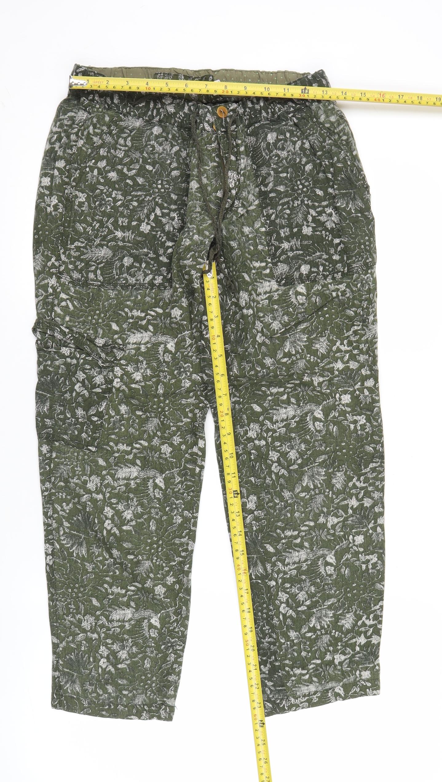 Hei Hei Womens Green Floral Chino Trousers Size 8 Regular