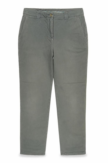 WoolOvers Womens Green Chino Trousers Size 14 Cotton Stretch