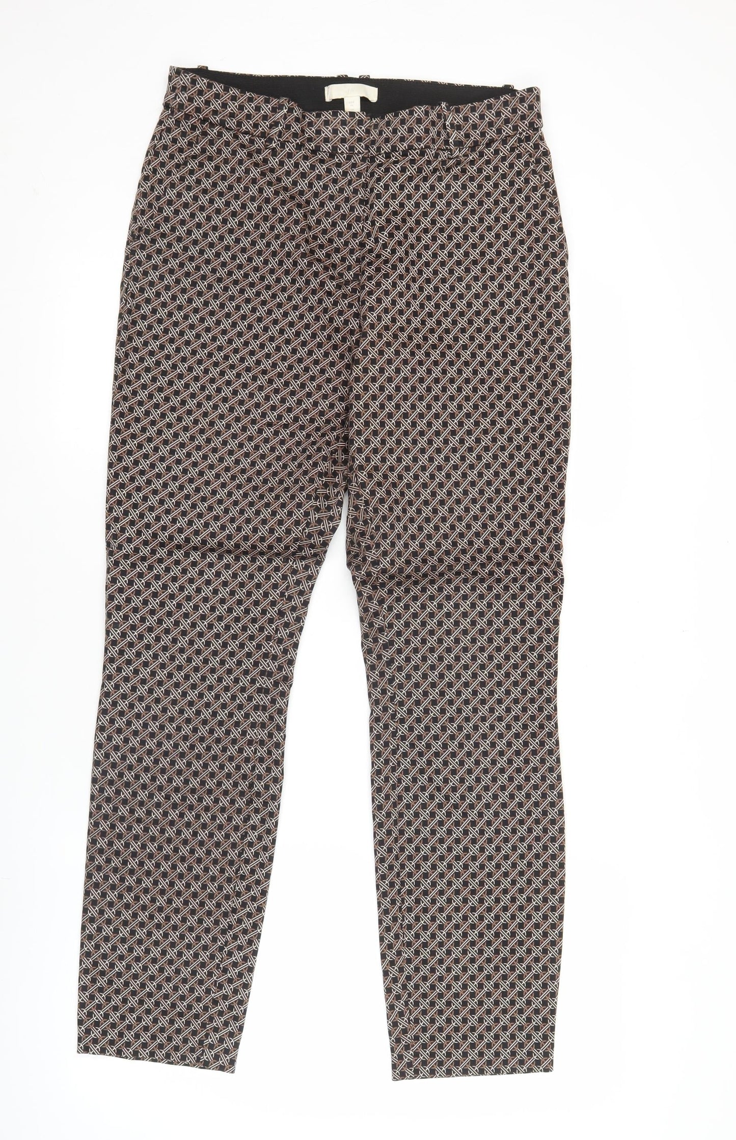 H&M Women’s Multicoloured Geometric Straight Leg Trousers UK 12