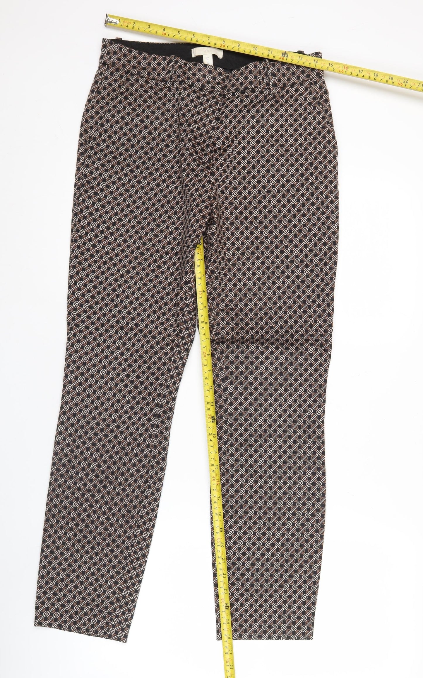 H&M Women’s Multicoloured Geometric Straight Leg Trousers UK 12