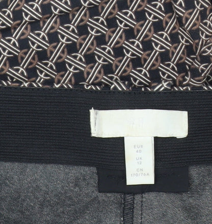 H&M Women’s Multicoloured Geometric Straight Leg Trousers UK 12