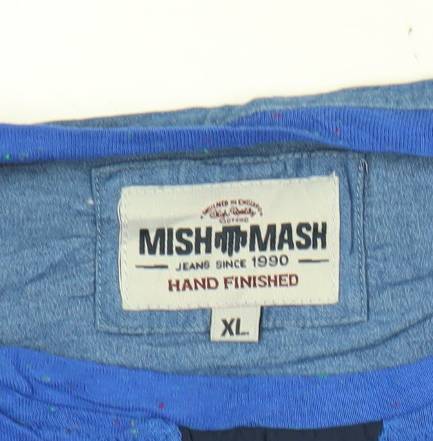 Mishmash Mens Blue XL Striped Short Sleeve Cotton T-Shirt