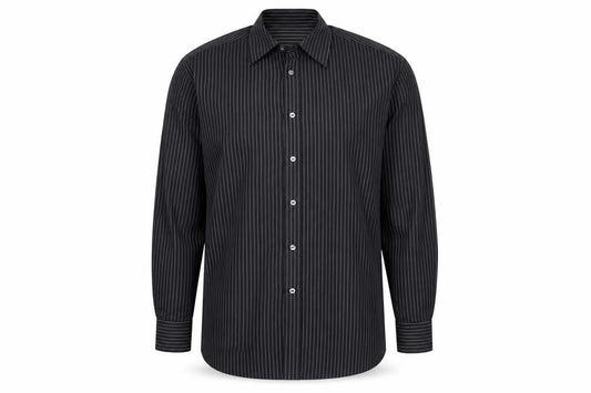 Marks and Spencer Men’s Black Striped Button-Up Shirt 16.5/42in