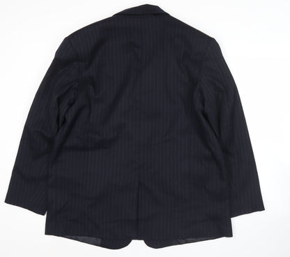 F&F Womens Black Pinstripe Suit Jacket UK 16 Classic Workwear