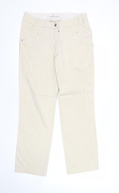 Olmar Women’s Beige Chino Trousers Size 12 Cotton Stretch Straight
