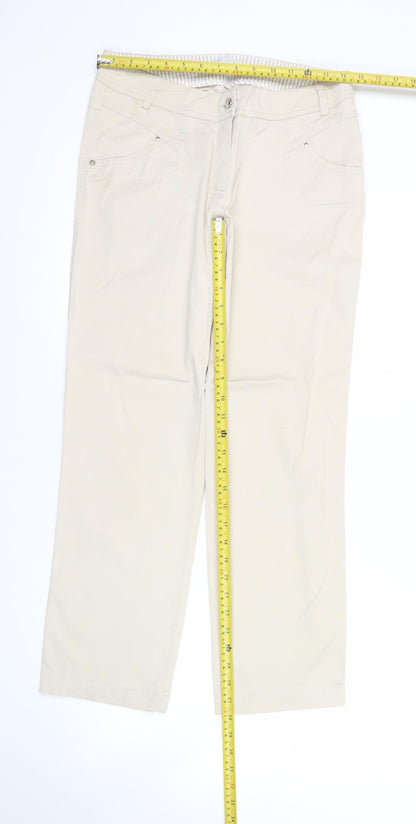 Olmar Women’s Beige Chino Trousers Size 12 Cotton Stretch Straight