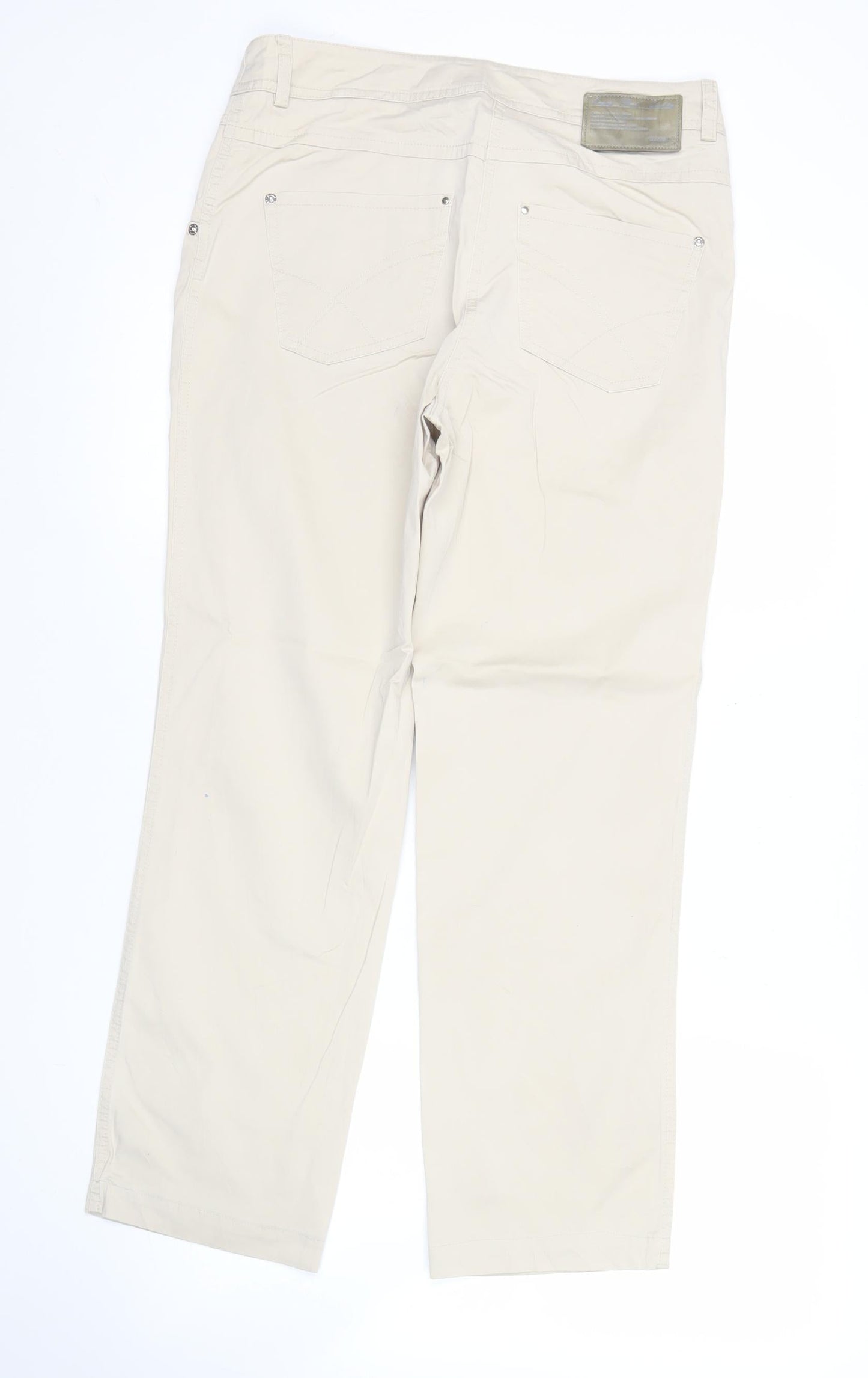 Olmar Women’s Beige Chino Trousers Size 12 Cotton Stretch Straight