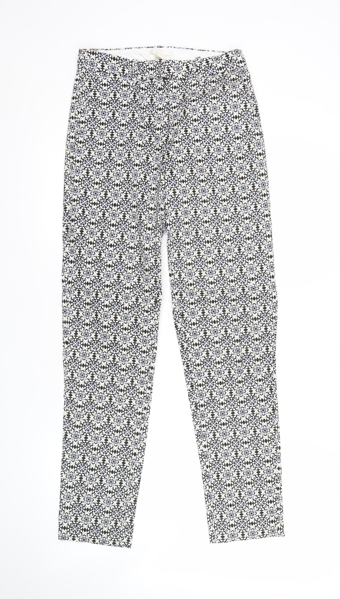 H&M Women’s Black White Geometric Slim Fit Trousers Size 6