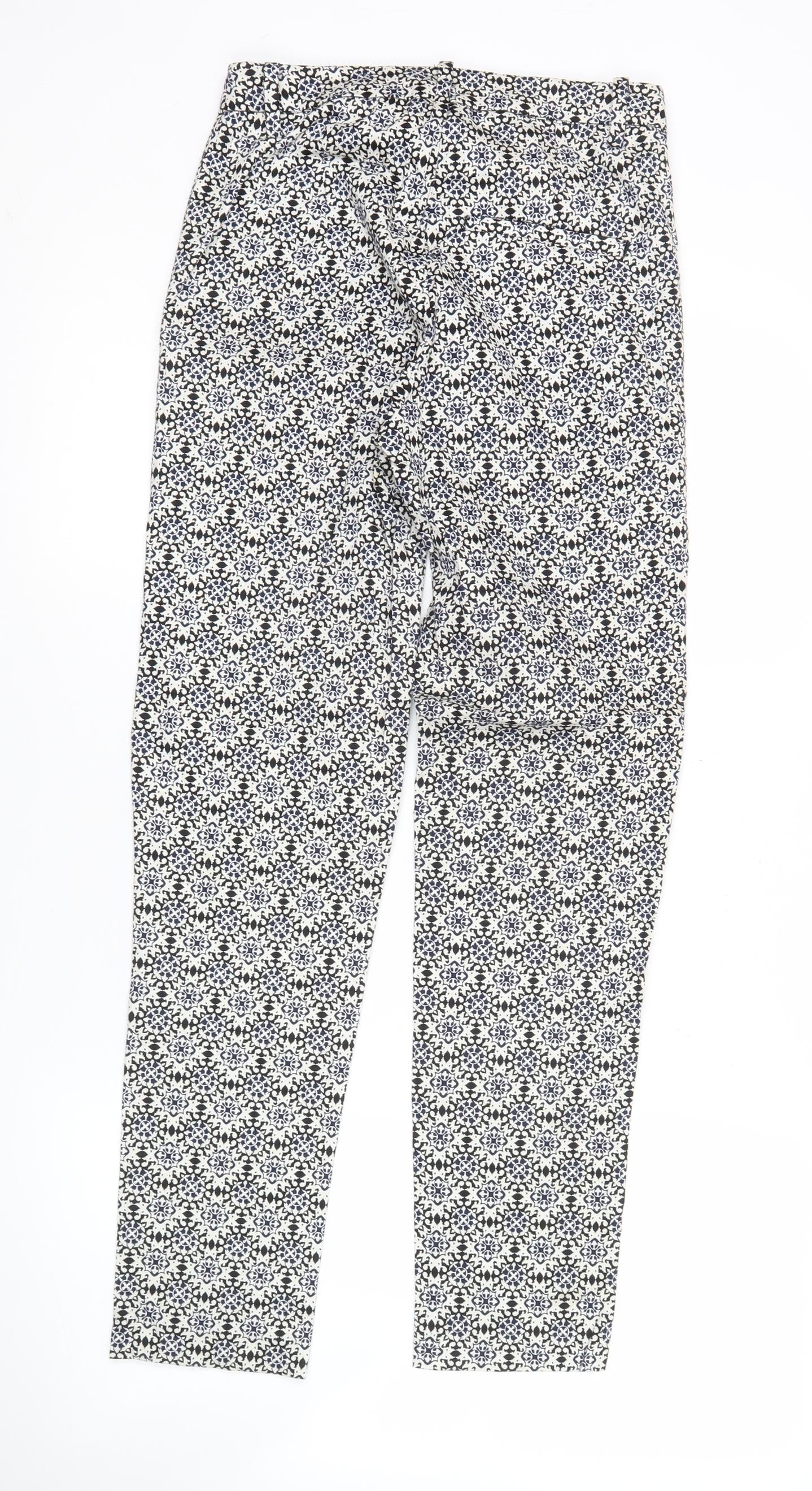 H&M Women’s Black White Geometric Slim Fit Trousers Size 6