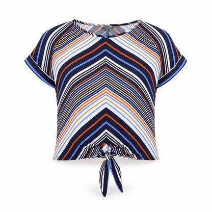 Intuition Womens Multicoloured Stripe Cropped T-Shirt Size 12