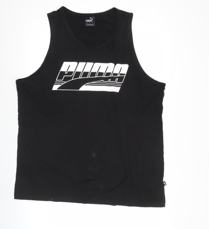 Puma Mens Black XL Tank Top Sleeveless Gym Logo Sportswear