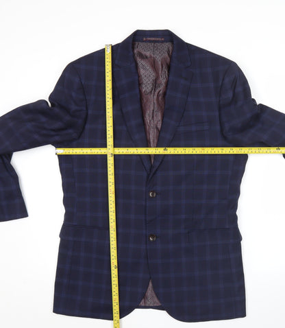 Next Signature Men's Blue Check Slim Fit Wool Suit Jacket 40R