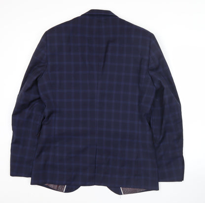 Next Signature Men's Blue Check Slim Fit Wool Suit Jacket 40R