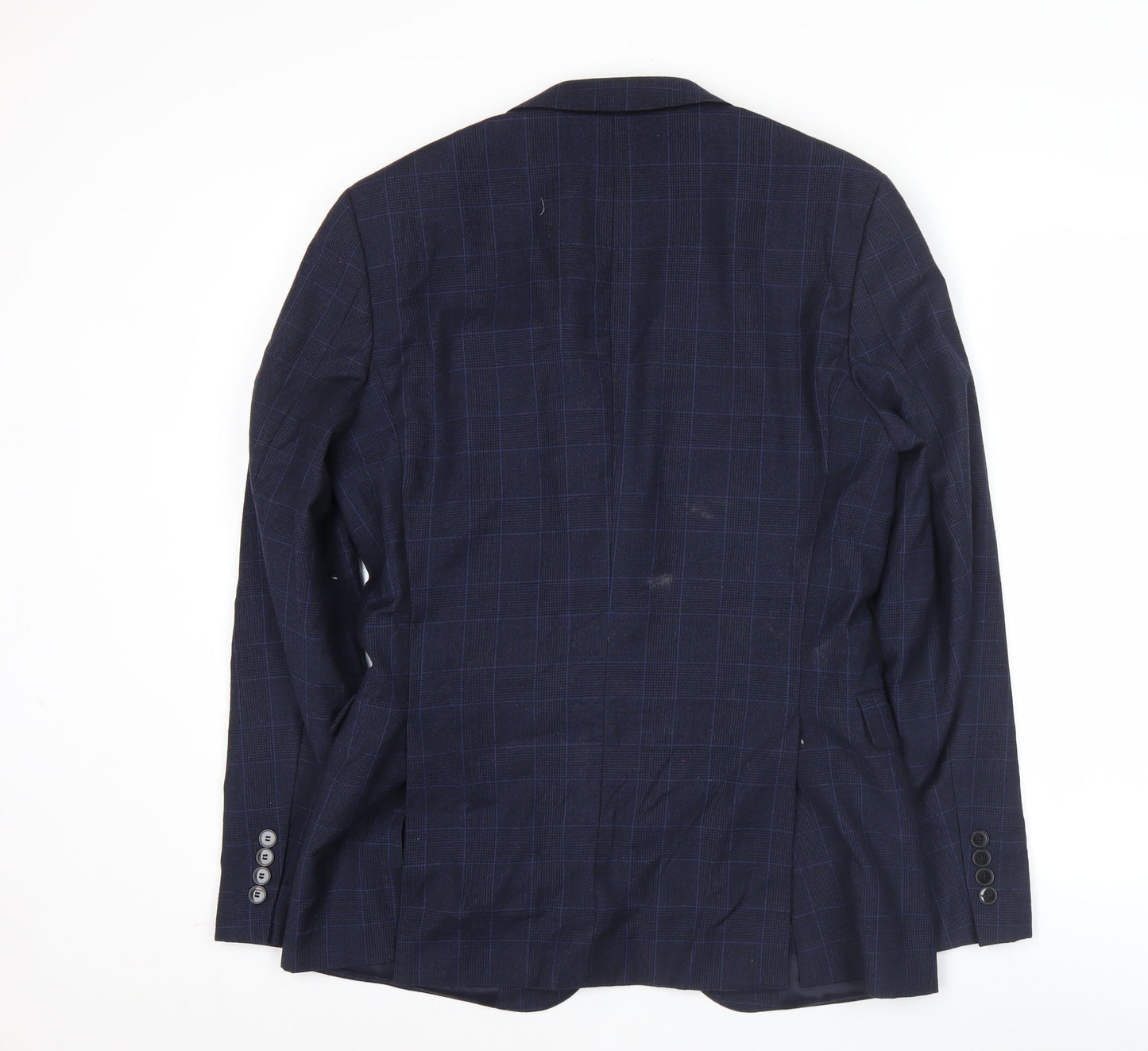 Kin Men’s Blue Check Wool Blazer Jacket 38R Classic Notch Lapel