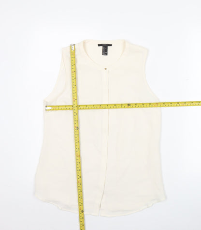 Forever 21 Womens Ivory Sleeveless Blouse Size S Workwear Top