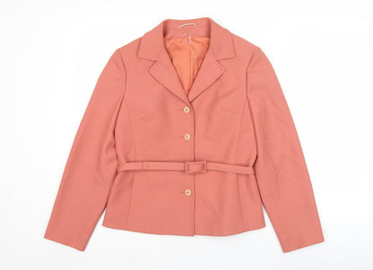 Enstex Womens Pink Size 10 Belted Blazer Jacket Single Breasted